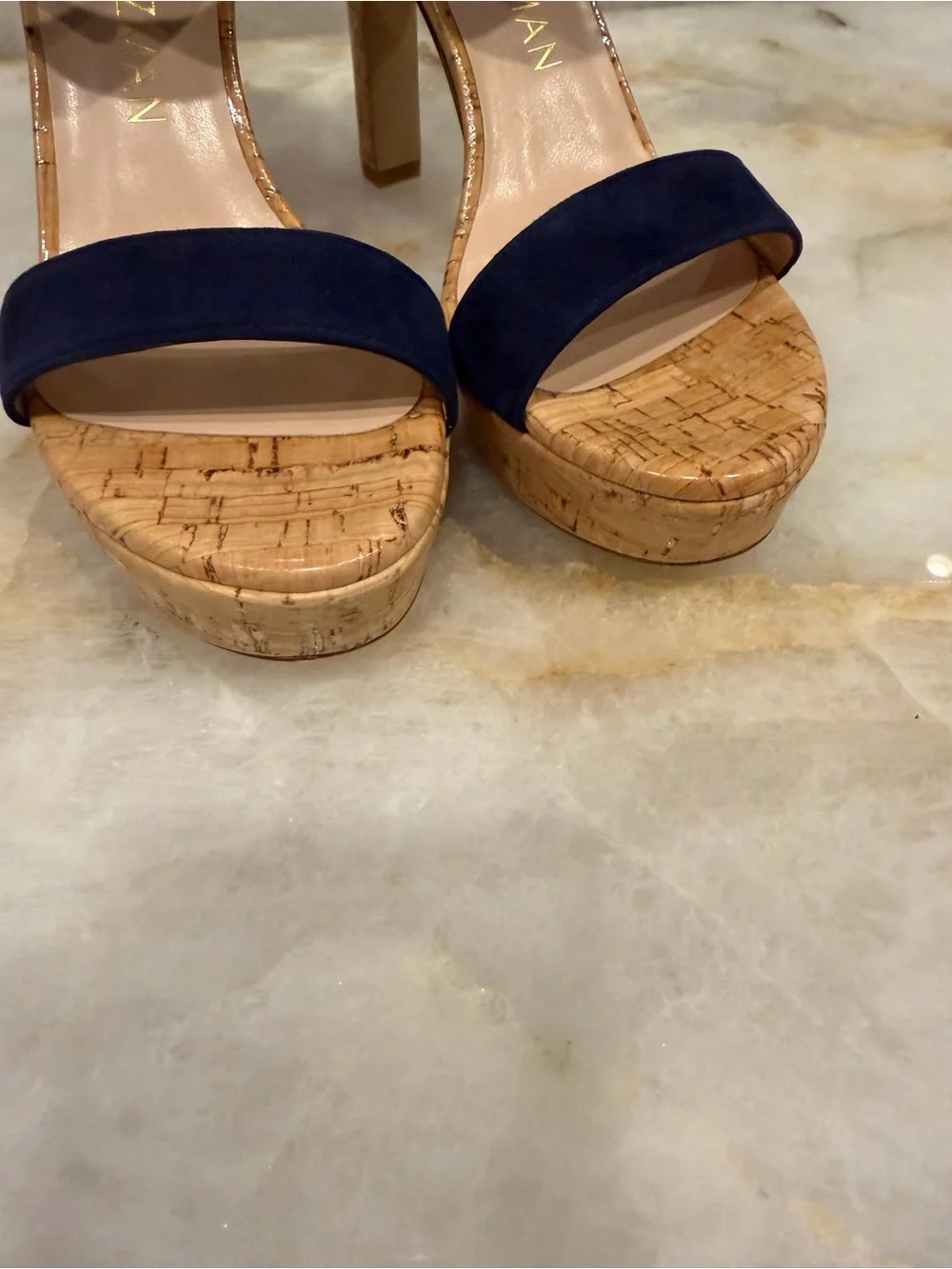 Stuart Weitzman Suede Cork Sandals